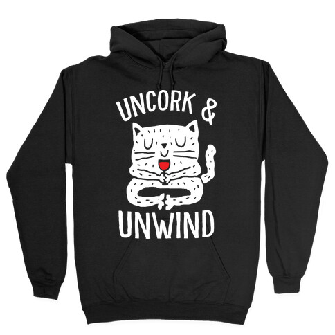 Uncork And Unwind Yoga Cat Hooded Sweatshirt