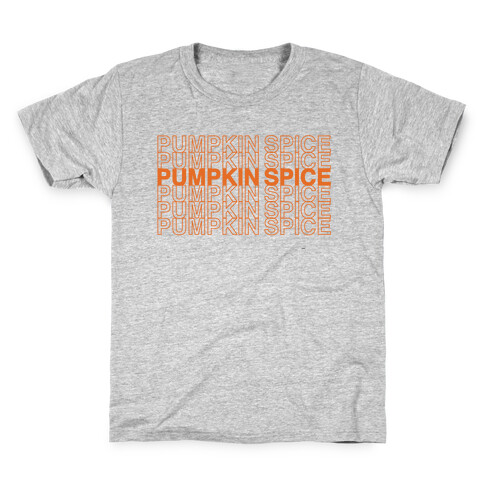 Pumpkin Spice Thank You Grocery Bag Parody White Print Kids T-Shirt