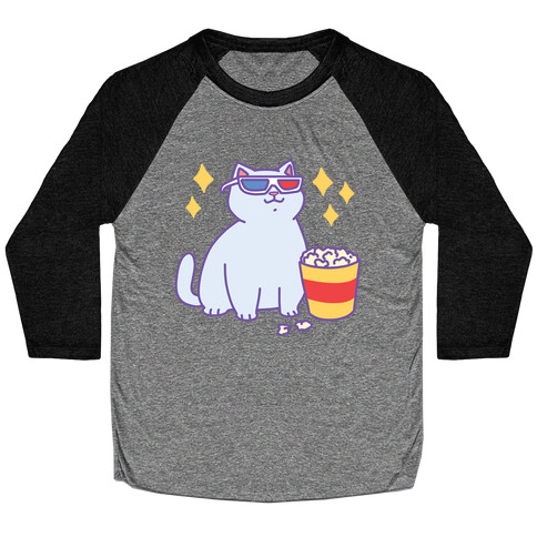 Fat Cat With Popcorn Baseball Tee