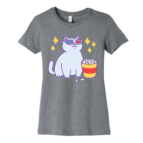 Fat Cat With Popcorn Womens T-Shirt