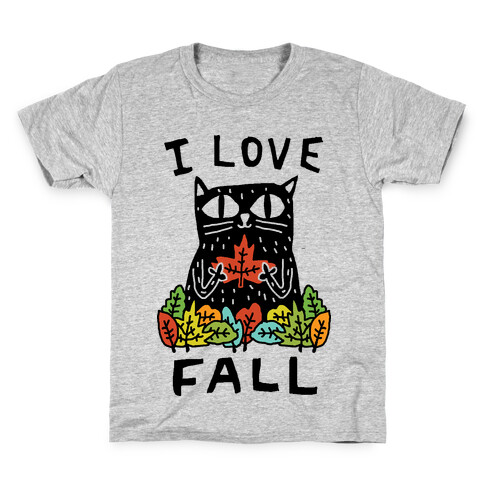I Love Fall Cat Kids T-Shirt