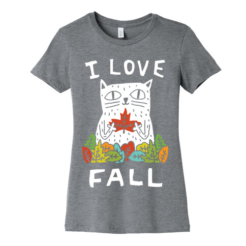 I Love Fall Cat Womens T-Shirt