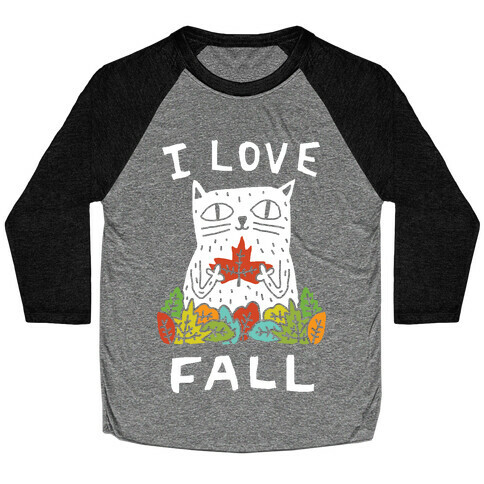 I Love Fall Cat Baseball Tee