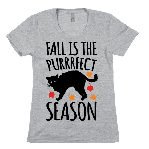 Fall Is The Purrrfect Season Cat Parody Womens T-Shirt