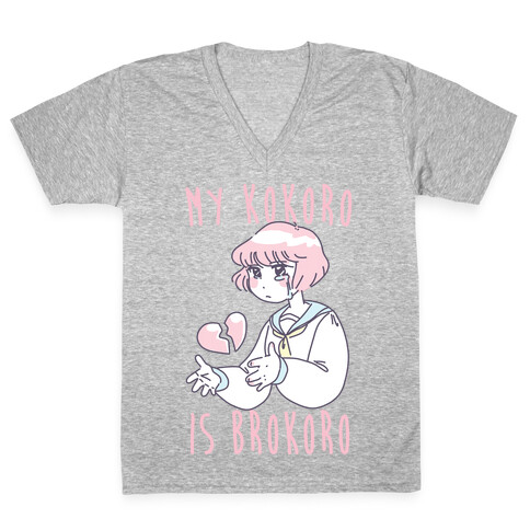 My Kokoro is Brokoro V-Neck Tee Shirt