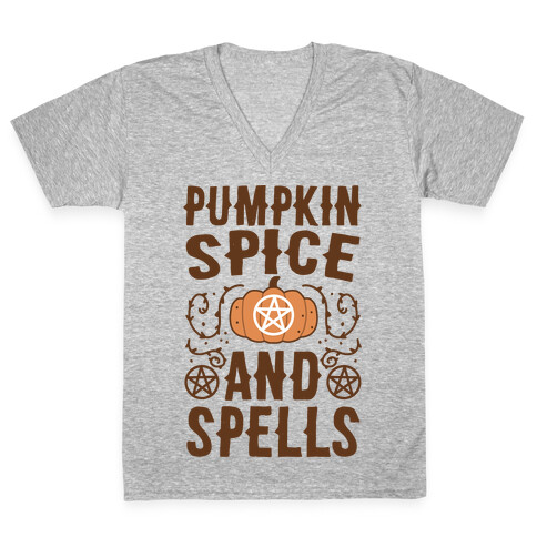 Pumpkin Spice and Spells V-Neck Tee Shirt