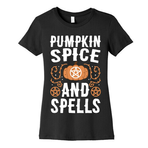 Pumpkin Spice and Spells Womens T-Shirt