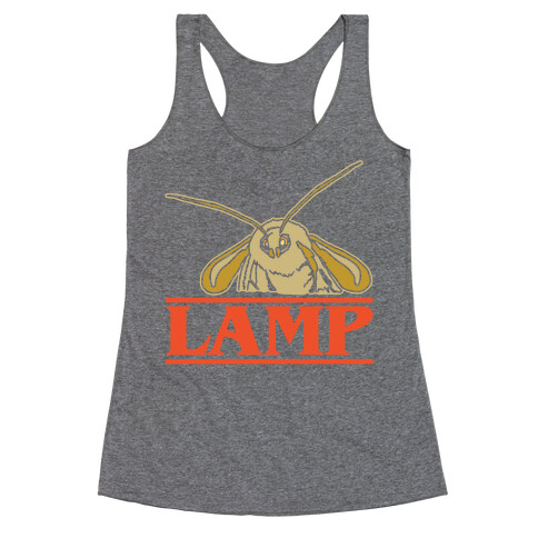 Lamp Moth Stranger Things Parody White Print Racerback Tank Top