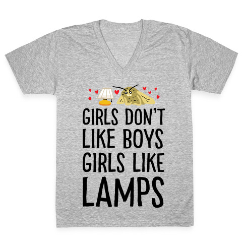 Girls Don't Like Boys Girls Like Lamps V-Neck Tee Shirt