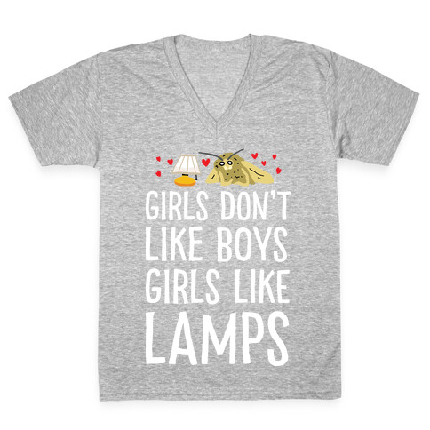 Girls Don't Like Boys Girls Like Lamps V-Neck Tee Shirt