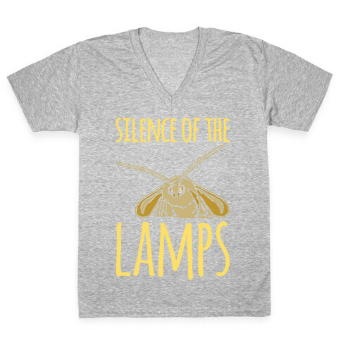 Silence of The Lamps Moth Parody White Print V-Neck Tee Shirt