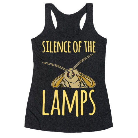 Silence of The Lamps Moth Parody White Print Racerback Tank Top