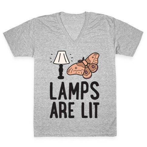 Lamps Are Lit Moth V-Neck Tee Shirt