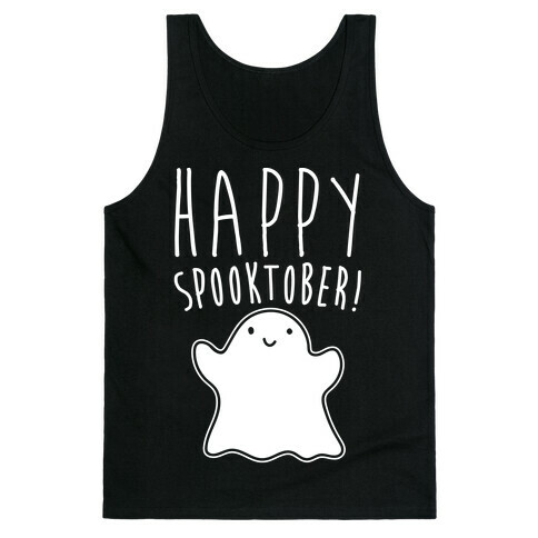 Happy Spooktober Halloween Parody White Print Tank Top