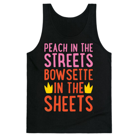 Peach In The Streets Bowsette In The Sheets Parody White Print Tank Top