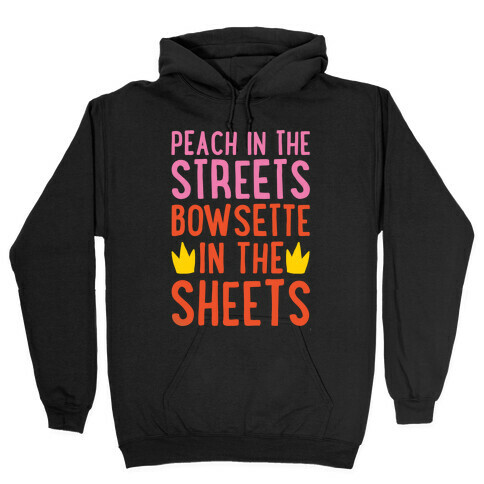 Peach In The Streets Bowsette In The Sheets Parody White Print Hooded Sweatshirt