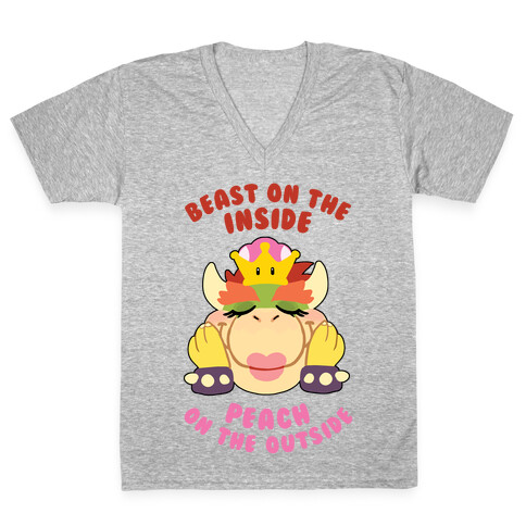 Beast On The Inside, Peach On The Outside V-Neck Tee Shirt