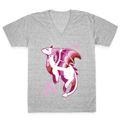 Lesbian Pride Dragon V-Neck Tee Shirt