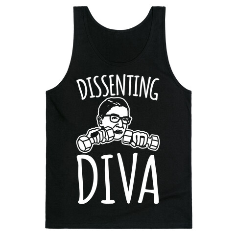 Dissenting Diva RBG Parody White Print Tank Top