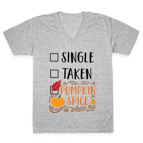 In A Relationship With Pumpkin Spice V-Neck Tee Shirt