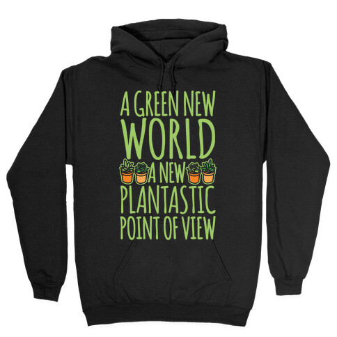 A Green New World Parody White Print Hooded Sweatshirt