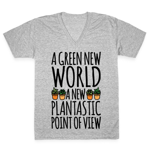 A Green New World Parody V-Neck Tee Shirt