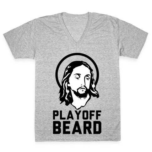 Jesus Playoff Beard V-Neck Tee Shirt