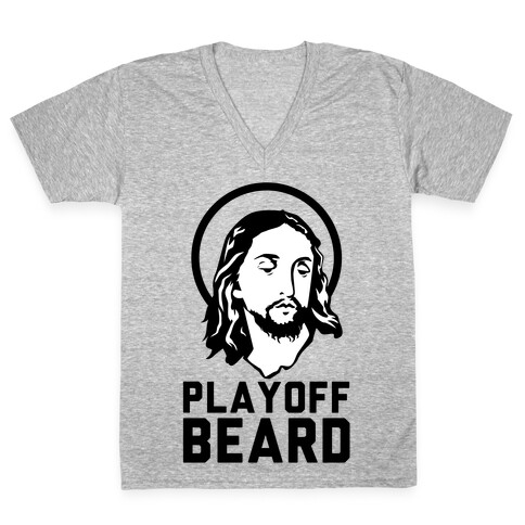 Jesus Playoff Beard V-Neck Tee Shirt