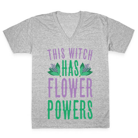 This Witch Has Flower Powers V-Neck Tee Shirt