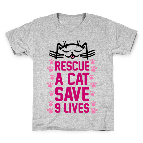 Rescue A Cat Save Nine Lives Kids T-Shirt