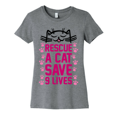 Rescue A Cat Save Nine Lives Womens T-Shirt