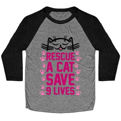 Rescue A Cat Save Nine Lives Baseball Tee