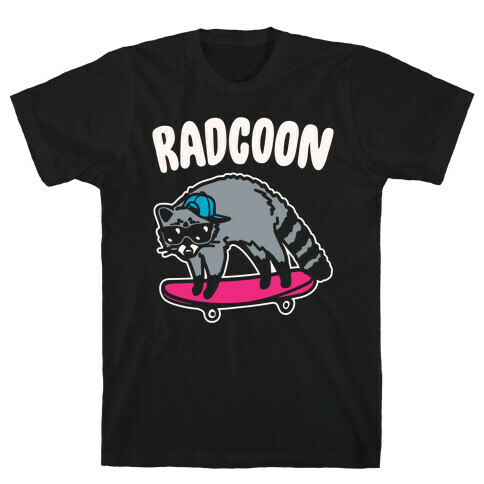 Radcoon Rad Raccoon Parody White Print T-Shirt