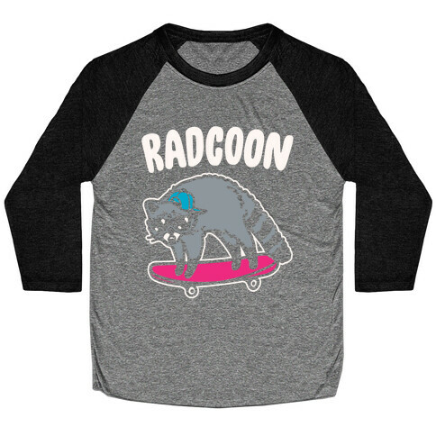 Radcoon Rad Raccoon Parody White Print Baseball Tee