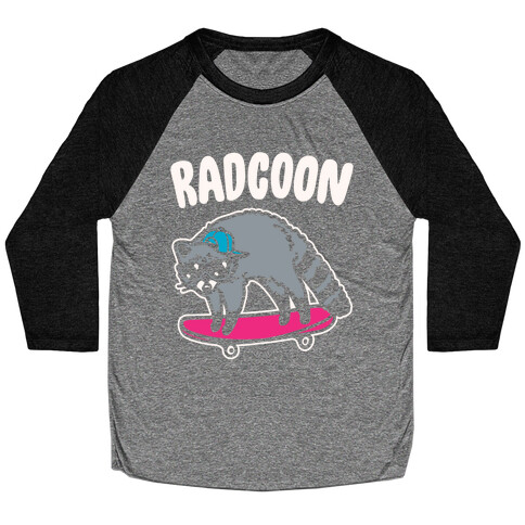 Radcoon Rad Raccoon Parody White Print Baseball Tee