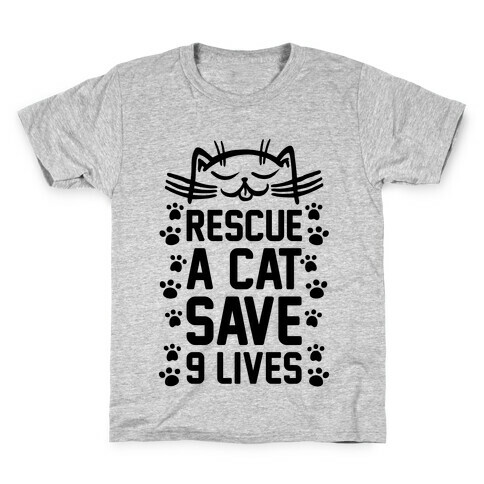 Rescue A Cat Save Nine Lives Kids T-Shirt