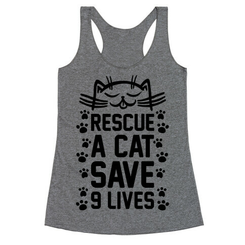 Rescue A Cat Save Nine Lives Racerback Tank Top