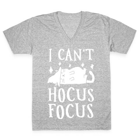 I Can't Hocus Focus Halloween Cat V-Neck Tee Shirt