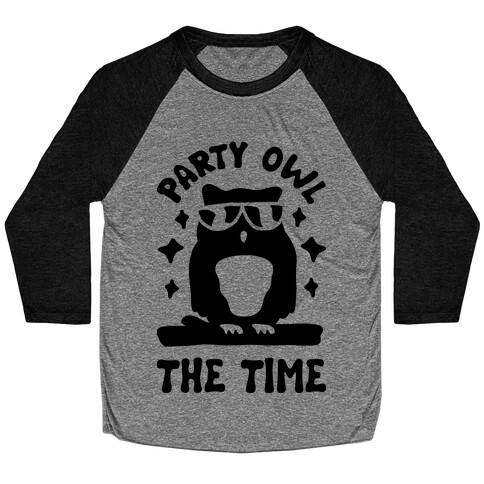 Party Owl The Time Baseball Tee
