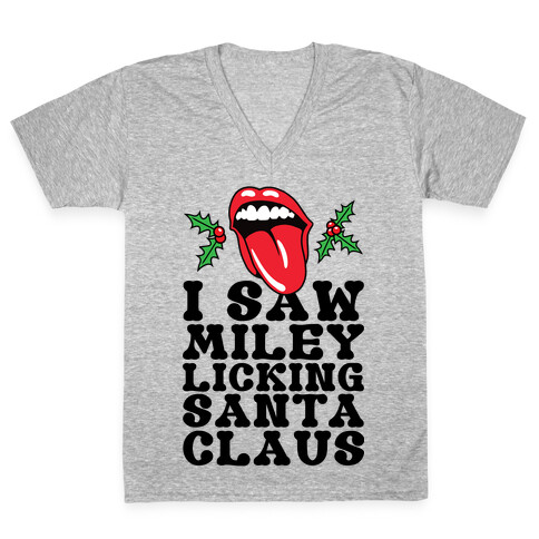 I Saw Miley Licking Santa V-Neck Tee Shirt