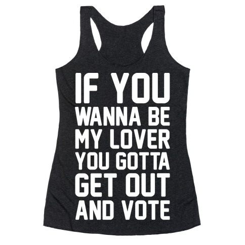 Wannabe Vote Parody White Print Racerback Tank Top