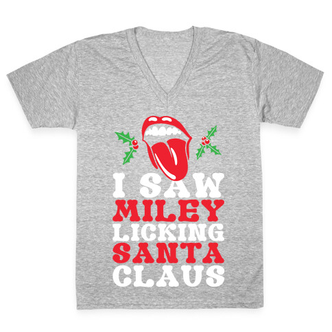 I Saw Miley Licking Santa V-Neck Tee Shirt