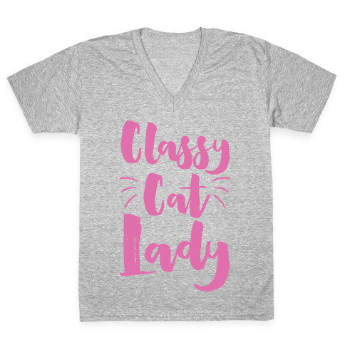 Classy Cat Lady V-Neck Tee Shirt