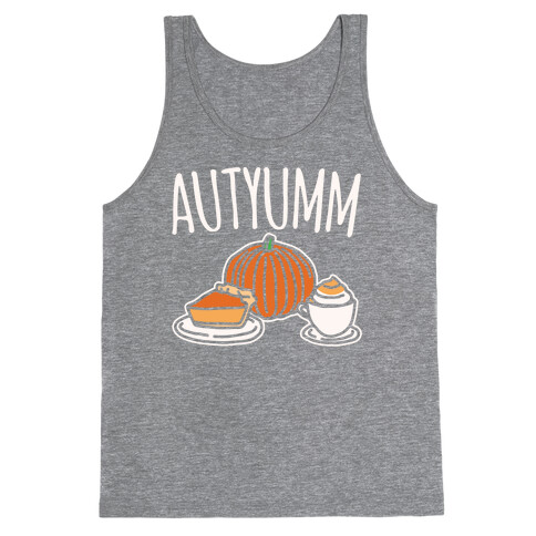 Autyumm Autumn Foods Parody White Print Tank Top
