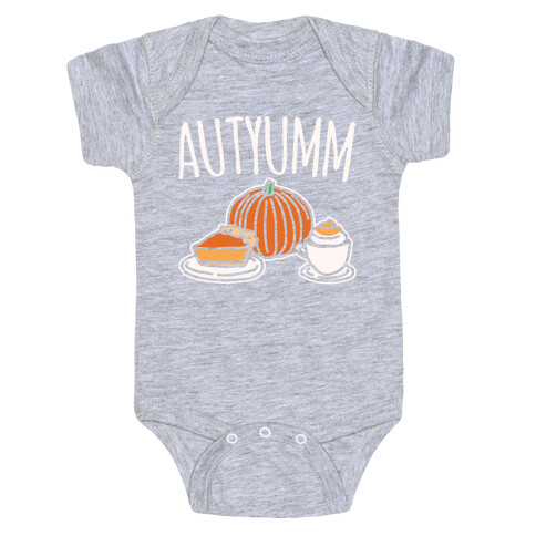 Autyumm Autumn Foods Parody White Print Baby One-Piece