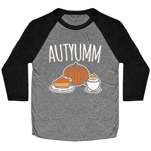 Autyumm Autumn Foods Parody White Print Baseball Tee