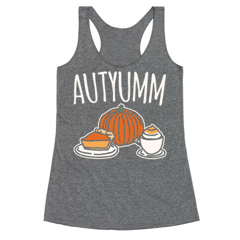 Autyumm Autumn Foods Parody White Print Racerback Tank Top