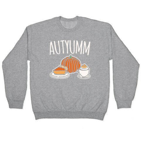 Autyumm Autumn Foods Parody White Print Pullover