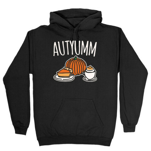 Autyumm Autumn Foods Parody White Print Hooded Sweatshirt