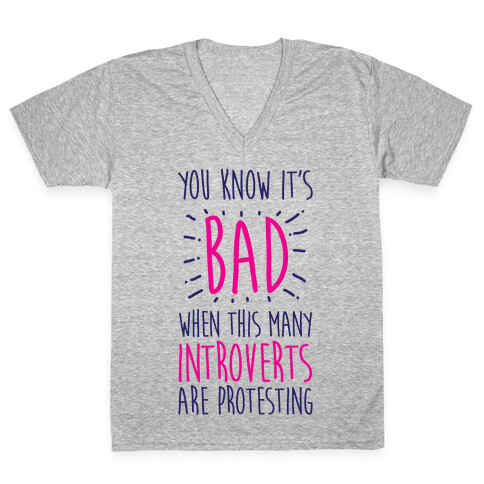 Protesting Introverts  V-Neck Tee Shirt
